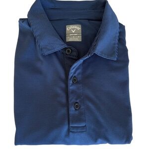 Callaway Polo Shirt Mens Large Blue Golf Pinstripe Opti Dry Embroidery‎